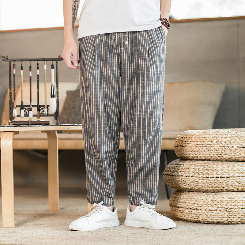 LEINENHOSE - LOOSE, STRIPES, CASUAL - SILKVALE