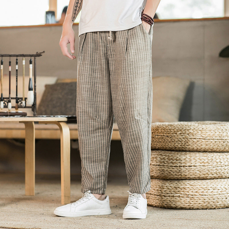 LEINENHOSE - LOOSE, STRIPES, CASUAL - SILKVALE