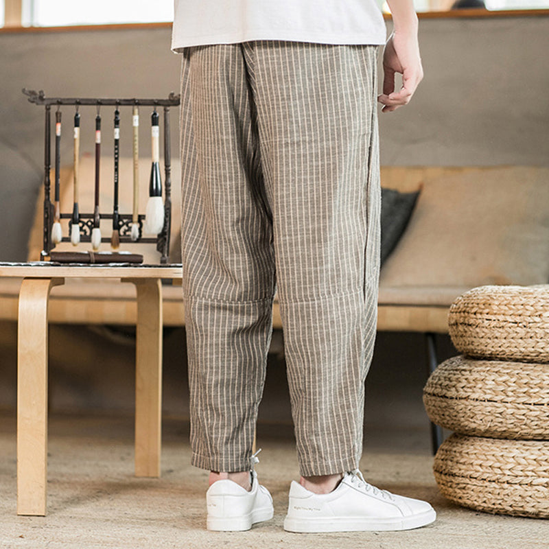 LEINENHOSE - LOOSE, STRIPES, CASUAL - SILKVALE