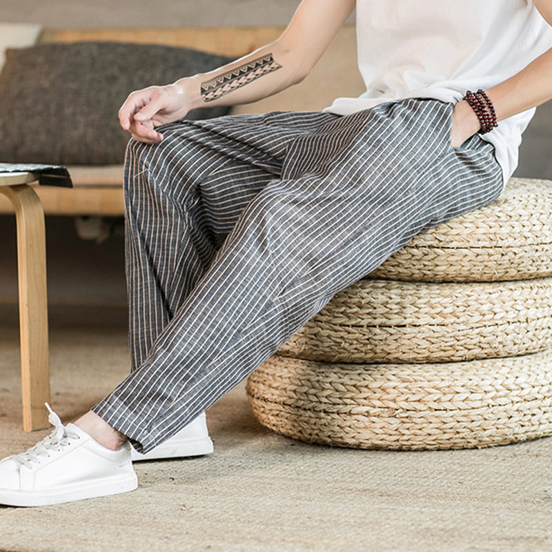 LEINENHOSE - LOOSE, STRIPES, CASUAL - SILKVALE